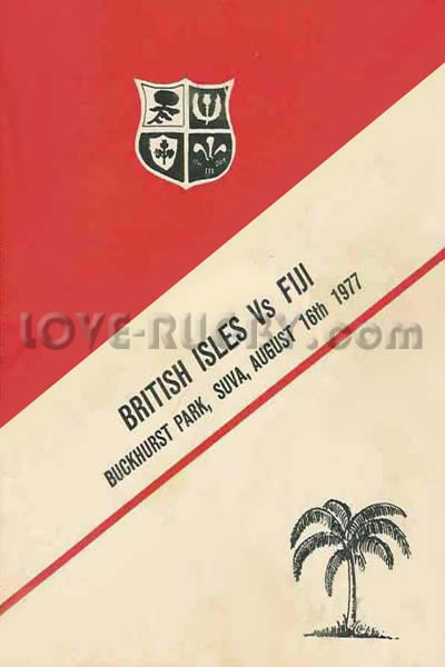 1977 Fiji v British Lions  Rugby Programme